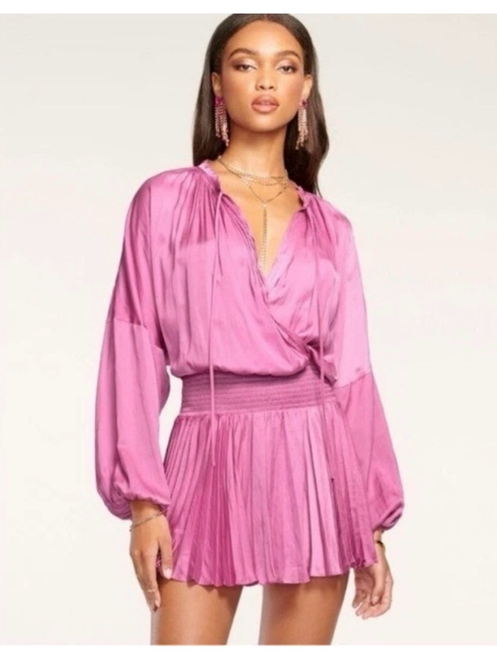 Ramy Brook Dusty Rose Satin Mini Dress